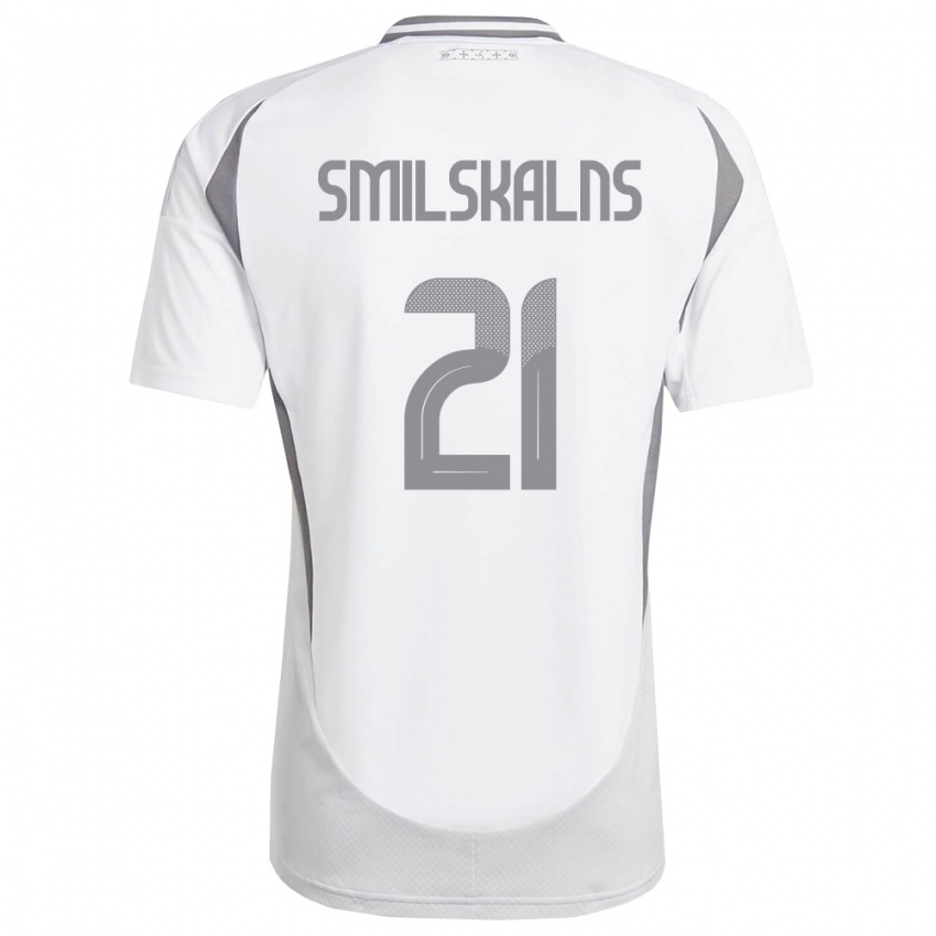 נשים לטביה Gundars Smilskalns #21 לבן אפור כהה הרחק ג'רזי 26-28 חולצה קצרה