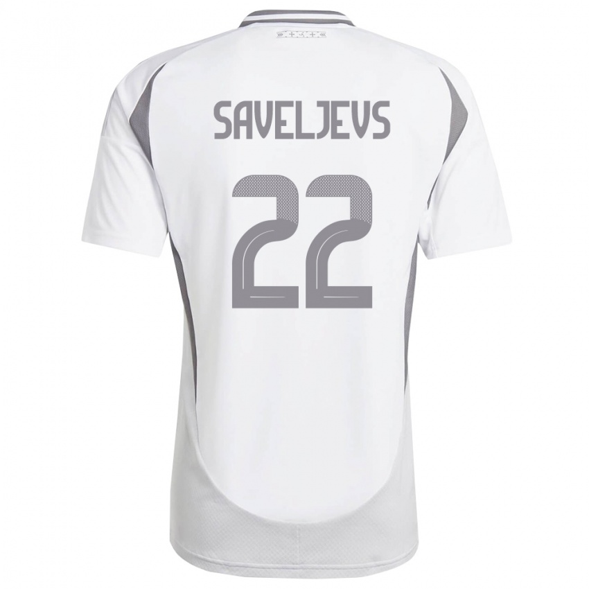 נשים לטביה Aleksejs Saveljevs #22 לבן אפור כהה הרחק ג'רזי 26-28 חולצה קצרה