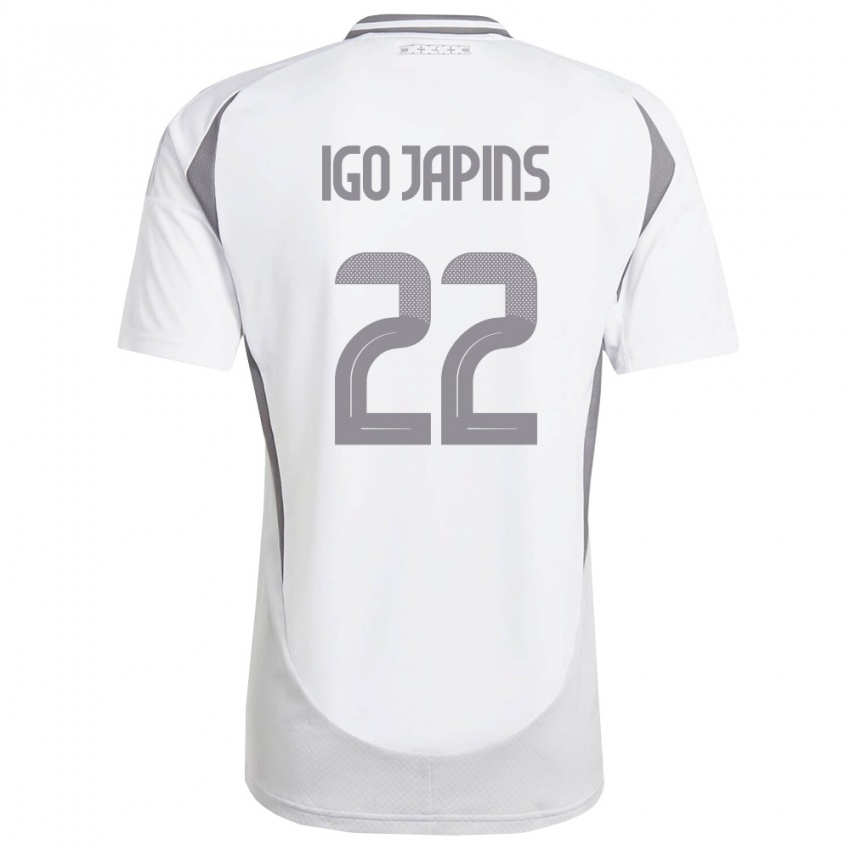 נשים לטביה Henrijs Igo Japins #22 לבן אפור כהה הרחק ג'רזי 26-28 חולצה קצרה