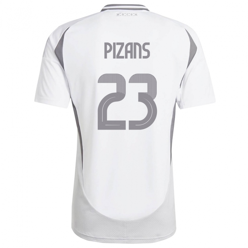 נשים לטביה Ricards Pizans #23 לבן אפור כהה הרחק ג'רזי 26-28 חולצה קצרה