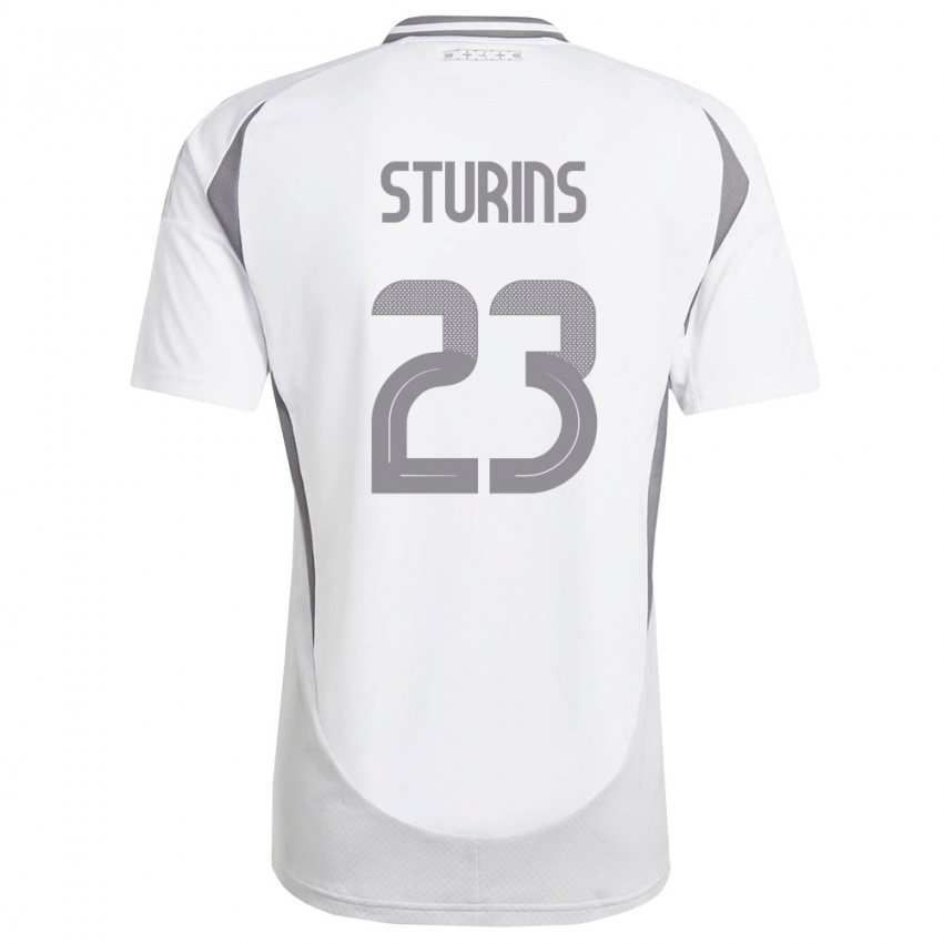 נשים לטביה Raivo Sturins #23 לבן אפור כהה הרחק ג'רזי 26-28 חולצה קצרה