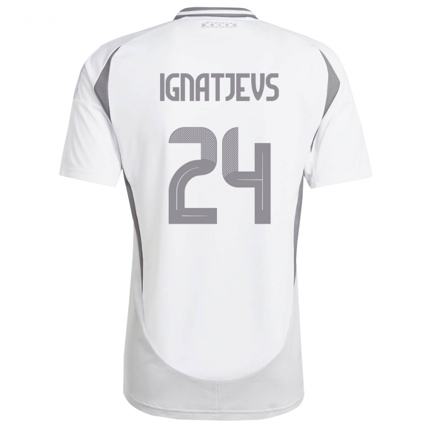 נשים לטביה Denis Ignatjevs #24 לבן אפור כהה הרחק ג'רזי 26-28 חולצה קצרה