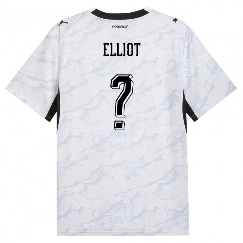 נשים ניו-זילנד קאלאן אליוט #0 שחור לבן הרחק ג'רזי 26-28 חולצה קצרה