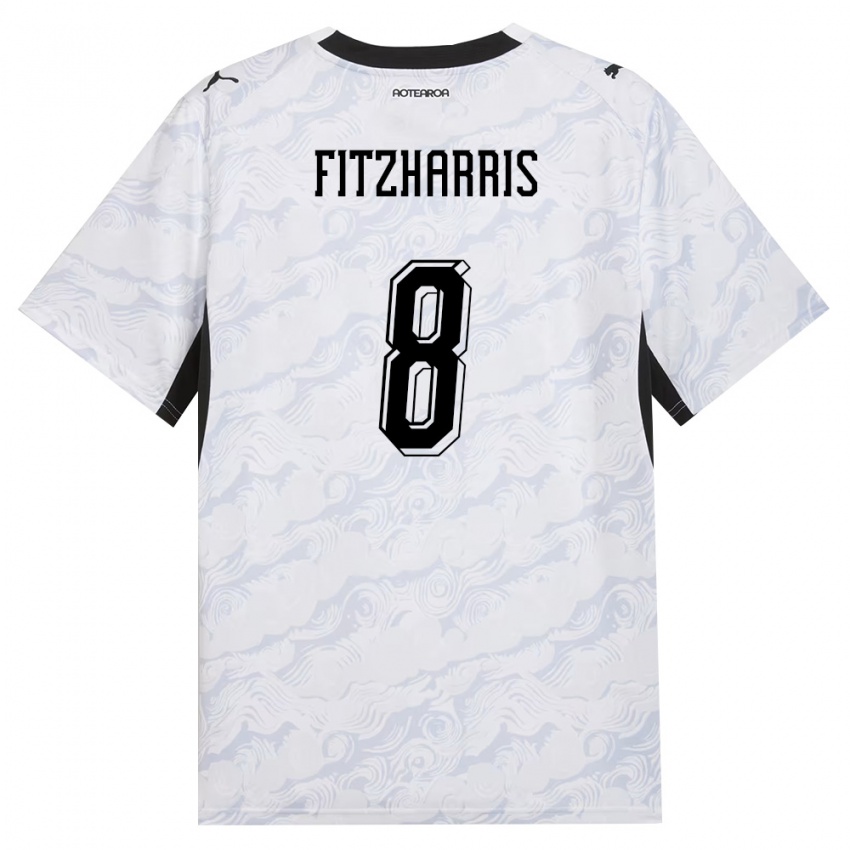 נשים ניו-זילנד Van Fitzharris #8 שחור לבן הרחק ג'רזי 26-28 חולצה קצרה