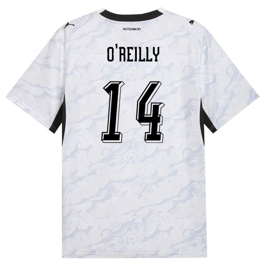 נשים ניו-זילנד Jackson O'reilly #14 שחור לבן הרחק ג'רזי 26-28 חולצה קצרה
