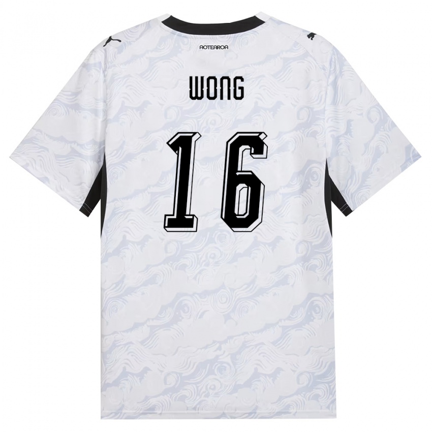 נשים ניו-זילנד Michael Wong #16 שחור לבן הרחק ג'רזי 26-28 חולצה קצרה