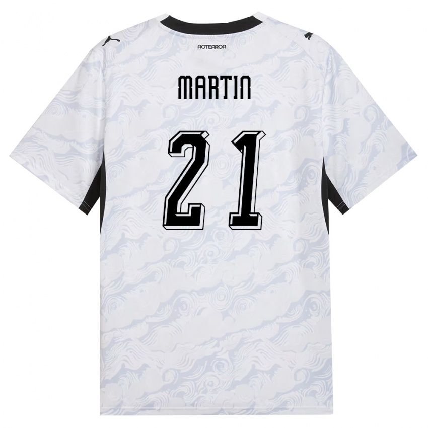 נשים ניו-זילנד Will Martin #21 שחור לבן הרחק ג'רזי 26-28 חולצה קצרה