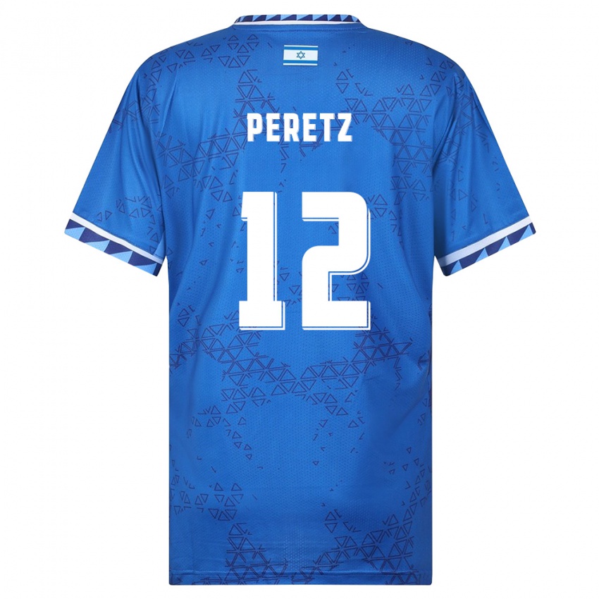 נשים ישראל Yaniv Peretz #12 כחול לבן הרחק ג'רזי 26-28 חולצה קצרה