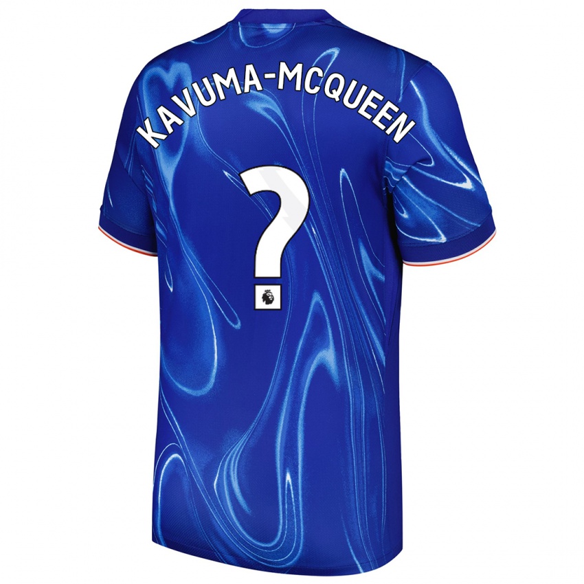 ילדים Ryan Kavuma-Mcqueen #0 כחול לבן ג'רזי ביתית 2024/25 חולצה קצרה