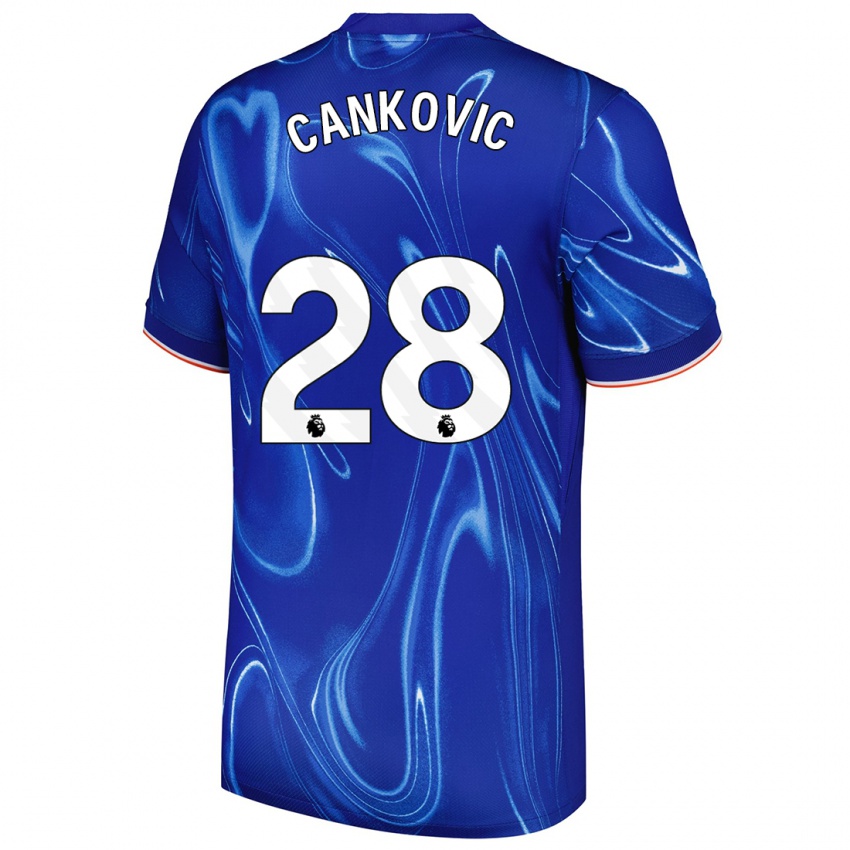 ילדים Jelena Čanković #28 כחול לבן ג'רזי ביתית 2024/25 חולצה קצרה