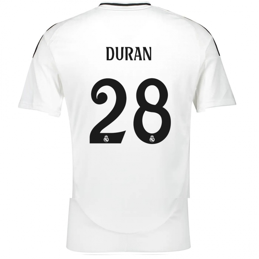 ילדים Pol Duran #28 לָבָן ג'רזי ביתית 2024/25 חולצה קצרה
