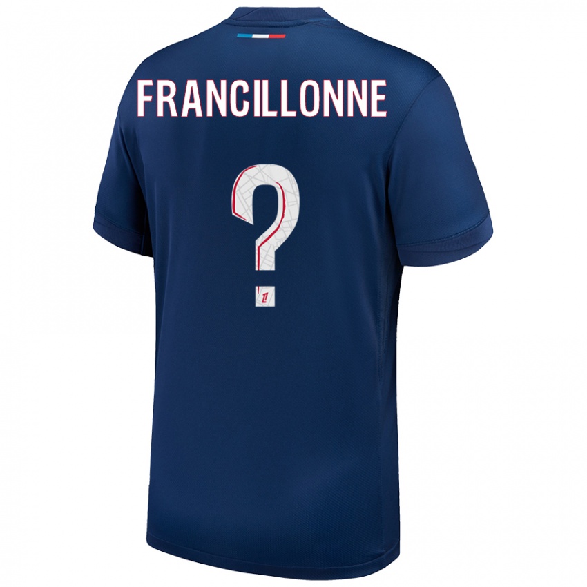 ילדים Bryan Francillonne #0 כחול נייבי לבן ג'רזי ביתית 2024/25 חולצה קצרה