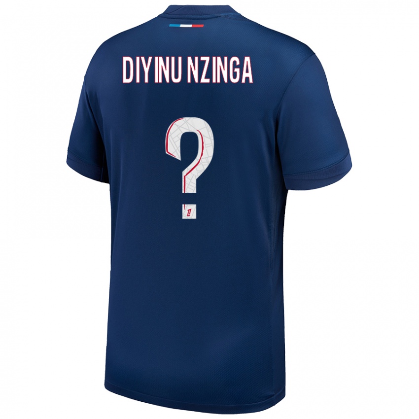 ילדים Vainqueur Diyinu Nzinga #0 כחול נייבי לבן ג'רזי ביתית 2024/25 חולצה קצרה