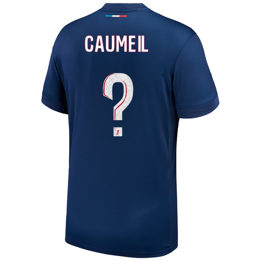 ילדים Paul Caumeil #0 כחול נייבי לבן ג'רזי ביתית 2024/25 חולצה קצרה
