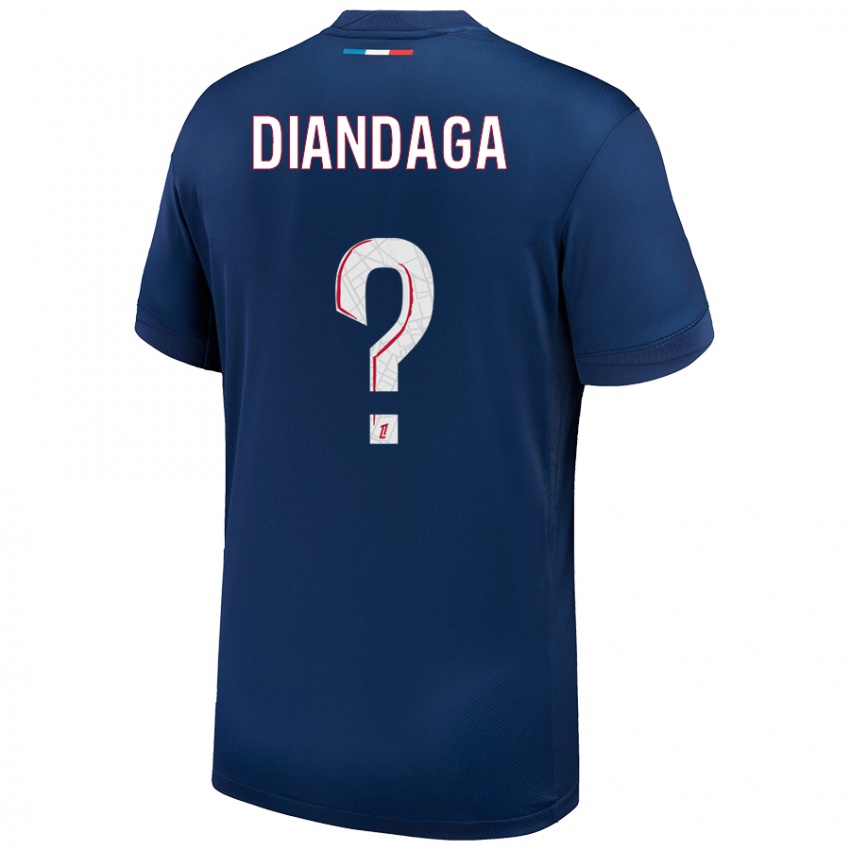 ילדים Hermann Diandaga #0 כחול נייבי לבן ג'רזי ביתית 2024/25 חולצה קצרה