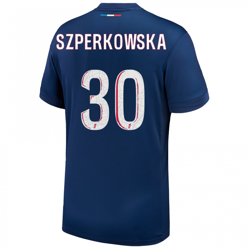 ילדים Oliwia Szperkowska #30 כחול נייבי לבן ג'רזי ביתית 2024/25 חולצה קצרה