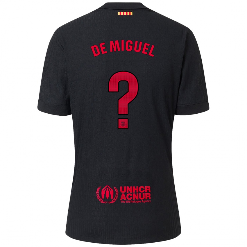ילדים Carlos De Miguel #0 שחור אדום הרחק ג'רזי 2024/25 חולצה קצרה