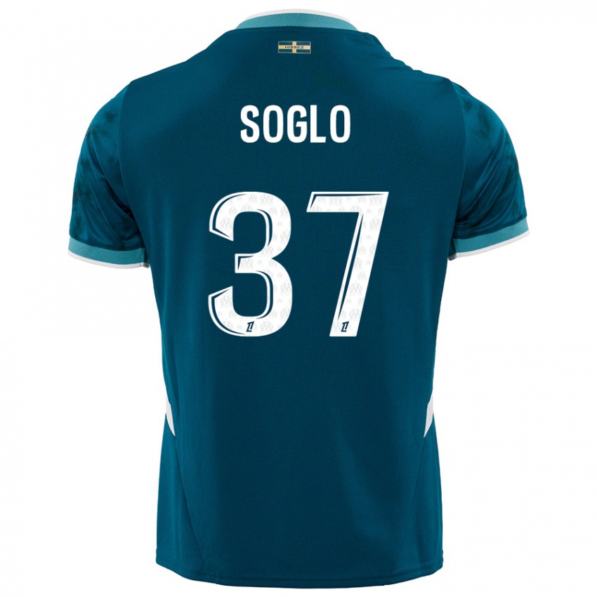 ילדים Emran Soglo #37 כחול טורקיז הרחק ג'רזי 2024/25 חולצה קצרה