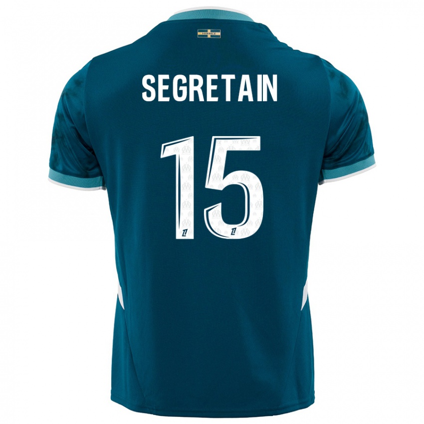 ילדים Julie Ségrétain #15 כחול טורקיז הרחק ג'רזי 2024/25 חולצה קצרה