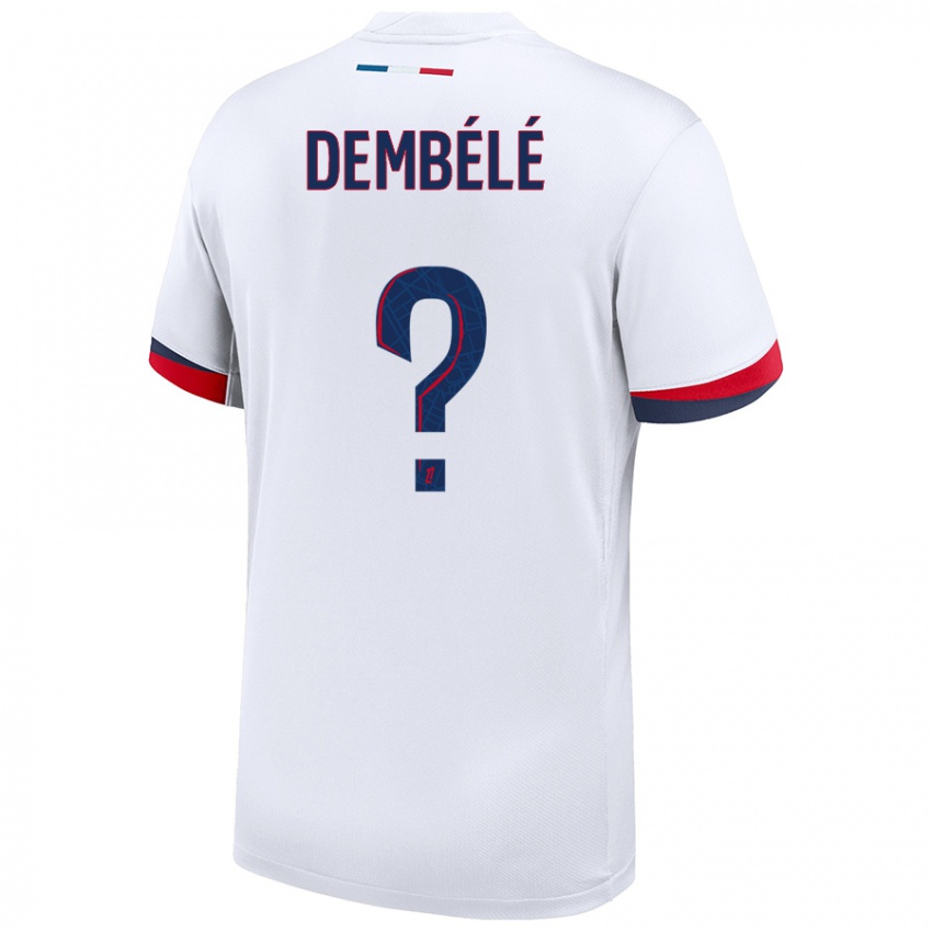 ילדים Omar Dembélé #0 לבן כחול אדום הרחק ג'רזי 2024/25 חולצה קצרה