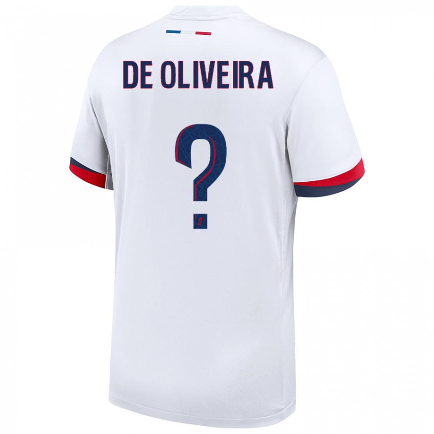 ילדים Mathieu De Oliveira #0 לבן כחול אדום הרחק ג'רזי 2024/25 חולצה קצרה