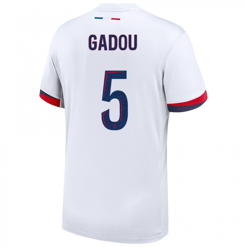 ילדים Joane Gadou #5 לבן כחול אדום הרחק ג'רזי 2024/25 חולצה קצרה