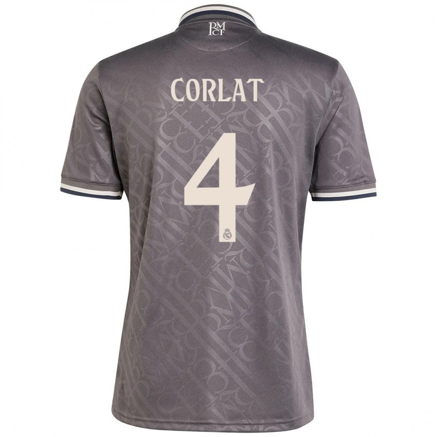 ילדים Edu Corlat #4 פֶּחָם ג'רזי קיט שלישי 2024/25 חולצה קצרה