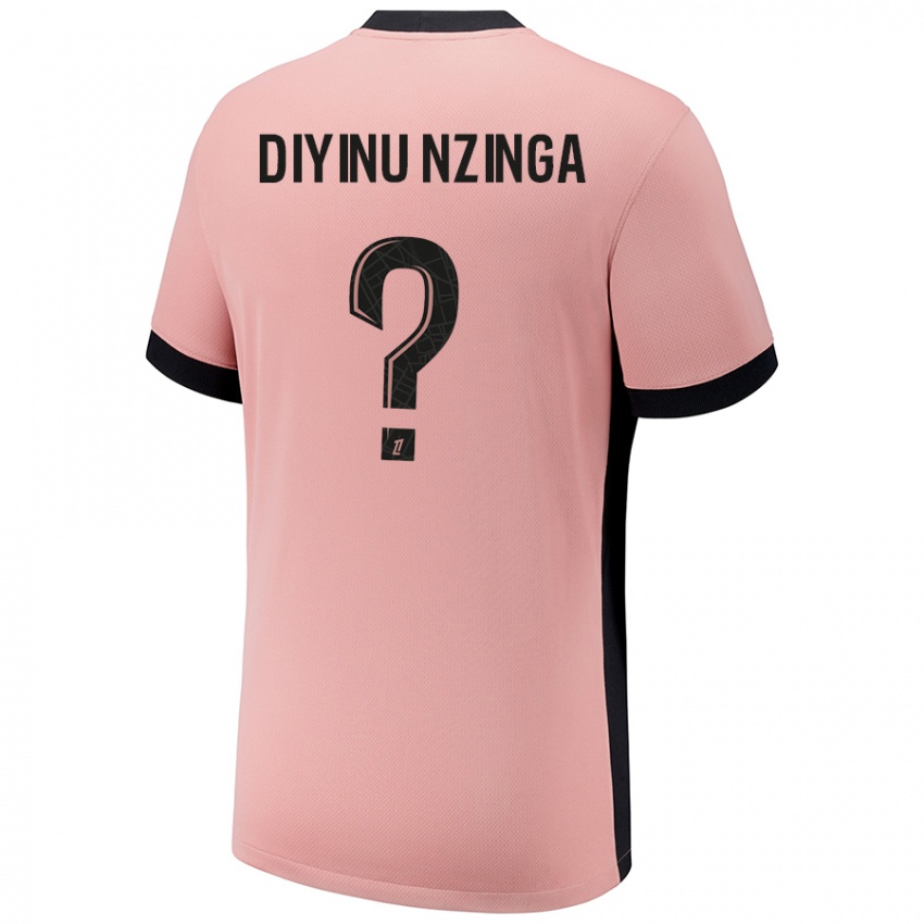 ילדים Vainqueur Diyinu Nzinga #0 ורוד חלודה ג'רזי קיט שלישי 2024/25 חולצה קצרה