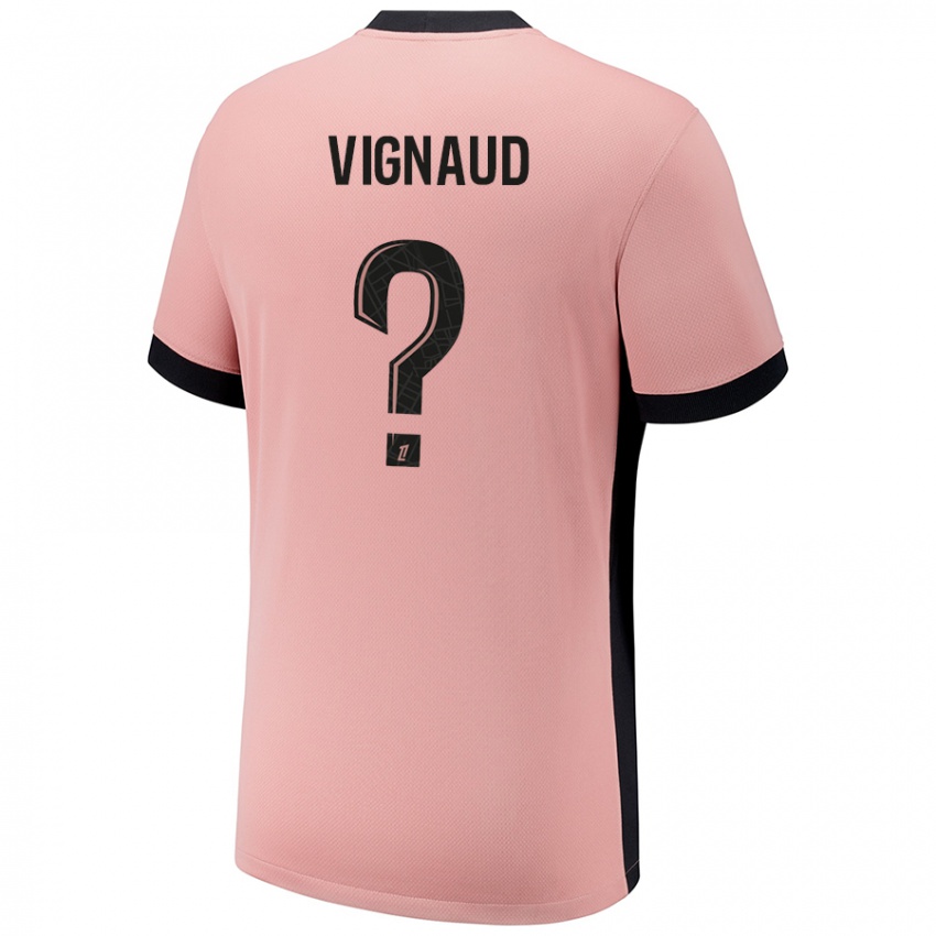 ילדים Arthur Vignaud #0 ורוד חלודה ג'רזי קיט שלישי 2024/25 חולצה קצרה