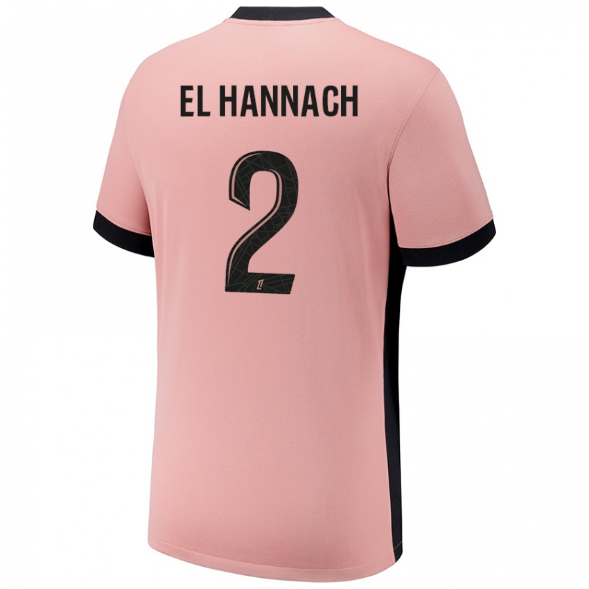 ילדים Naoufel El Hannach #2 ורוד חלודה ג'רזי קיט שלישי 2024/25 חולצה קצרה