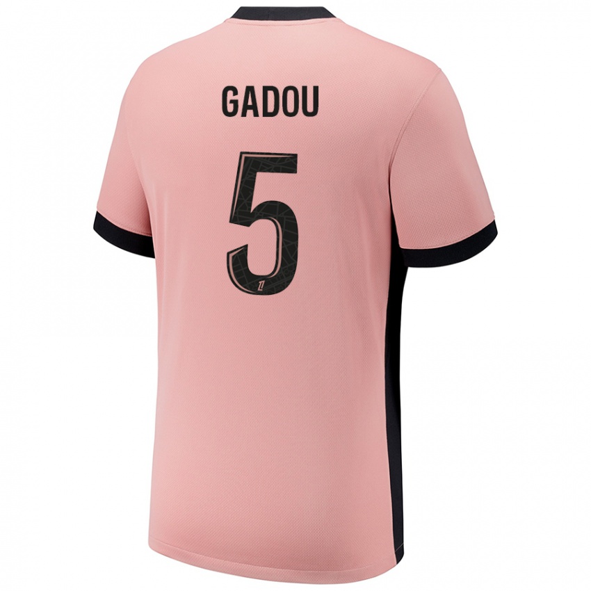 ילדים Joane Gadou #5 ורוד חלודה ג'רזי קיט שלישי 2024/25 חולצה קצרה