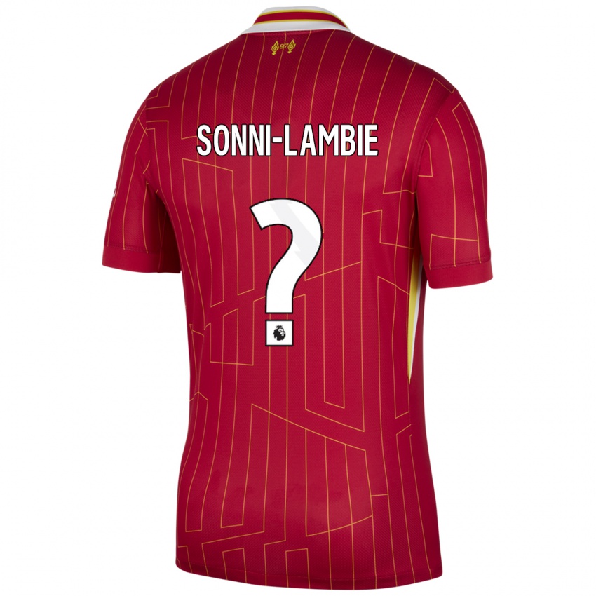נשים Joshua Sonni-Lambie #0 אדום צהוב לבן ג'רזי ביתית 2024/25 חולצה קצרה