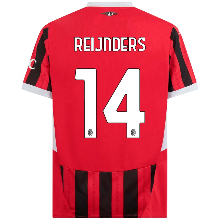 נשים Tijjani Reijnders #14 אדום שחור ג'רזי ביתית 2024/25 חולצה קצרה
