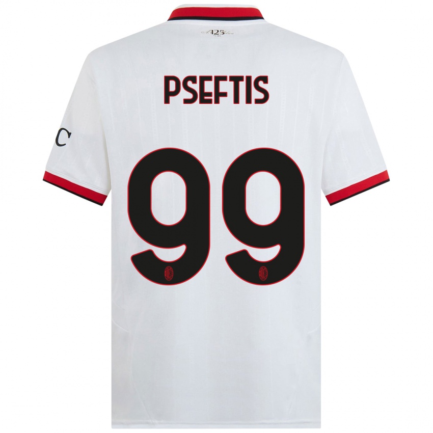 נשים Fotios Pseftis #99 לבן שחור אדום הרחק ג'רזי 2024/25 חולצה קצרה