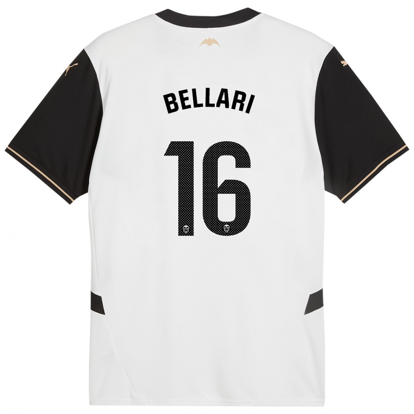 גברים Hamza Bellari #16 לבן שחור ג'רזי ביתית 2024/25 חולצה קצרה
