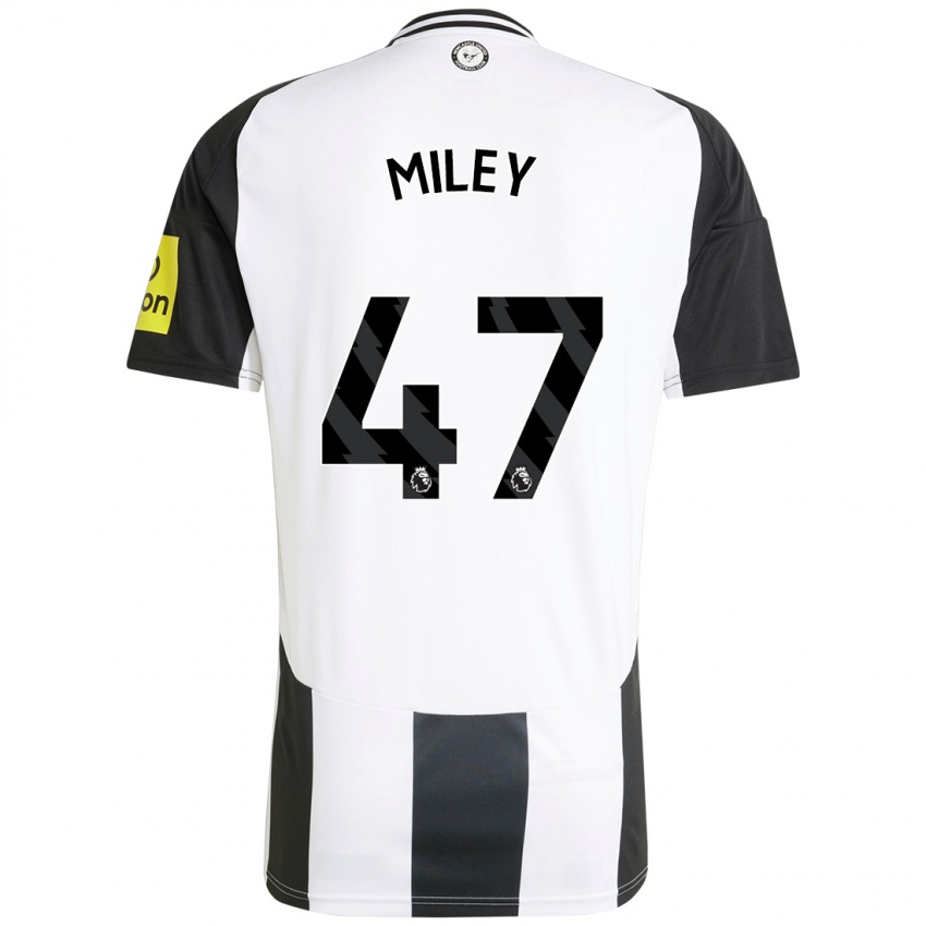 גברים Jamie Miley #47 לבן שחור ג'רזי ביתית 2024/25 חולצה קצרה