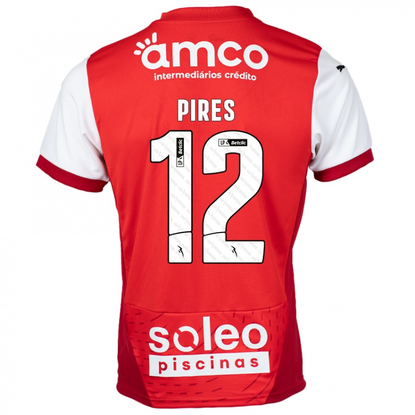 גברים Hugo Pires #12 אדום לבן ג'רזי ביתית 2024/25 חולצה קצרה