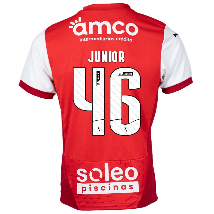 גברים Mário Junior #46 אדום לבן ג'רזי ביתית 2024/25 חולצה קצרה