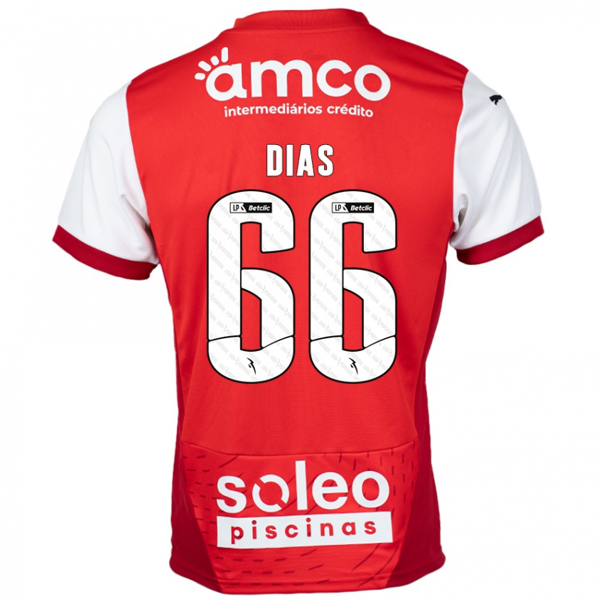 גברים Gonçalo Dias #66 אדום לבן ג'רזי ביתית 2024/25 חולצה קצרה