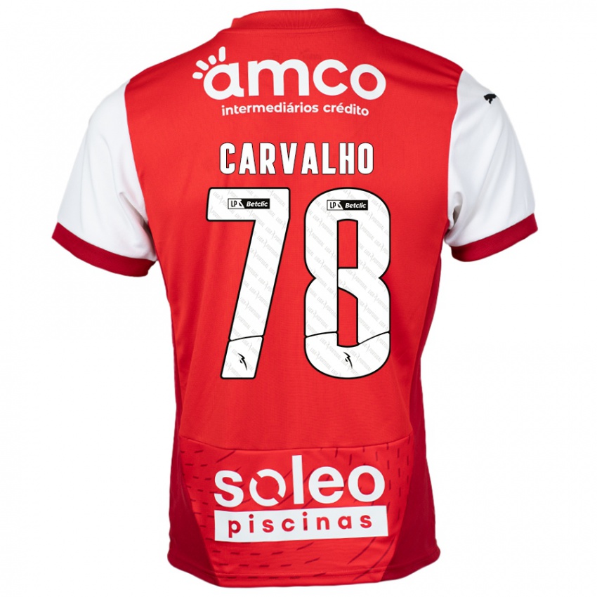 גברים João Carvalho #78 אדום לבן ג'רזי ביתית 2024/25 חולצה קצרה