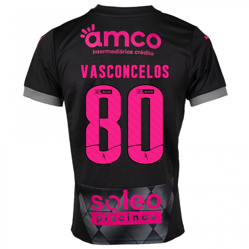 גברים Vasconcelos #80 שחור ורוד הרחק ג'רזי 2024/25 חולצה קצרה