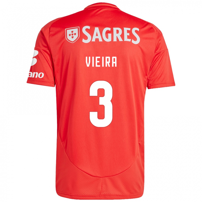 נשים Miguel Vieira #3 אדום לבן ג'רזי ביתית 2024/25 חולצה קצרה