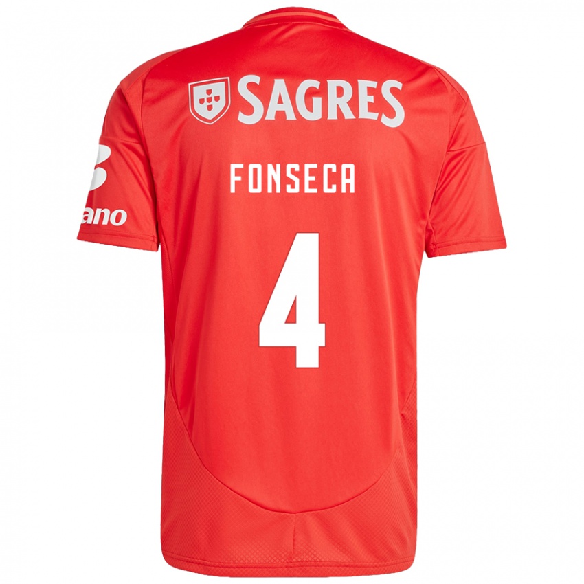 נשים João Fonseca #4 אדום לבן ג'רזי ביתית 2024/25 חולצה קצרה