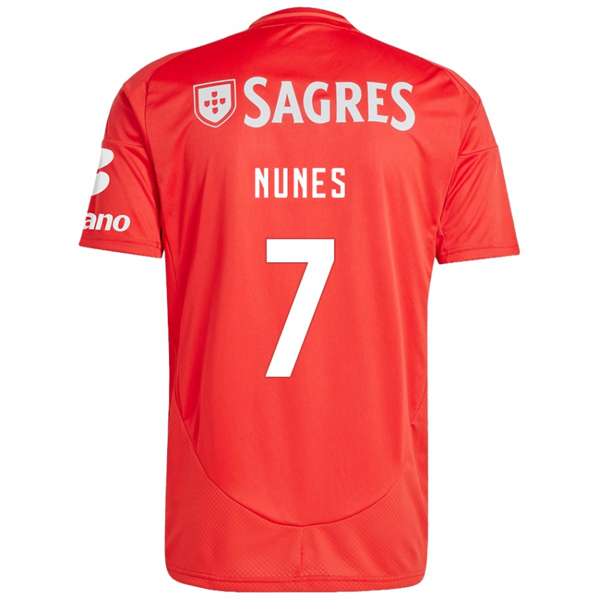 נשים Bernardo Nunes #7 אדום לבן ג'רזי ביתית 2024/25 חולצה קצרה