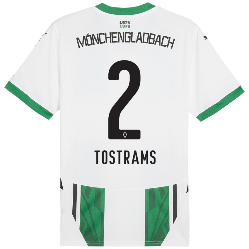 נשים Eva Tostrams #2 ירוק לבן ג'רזי ביתית 2024/25 חולצה קצרה