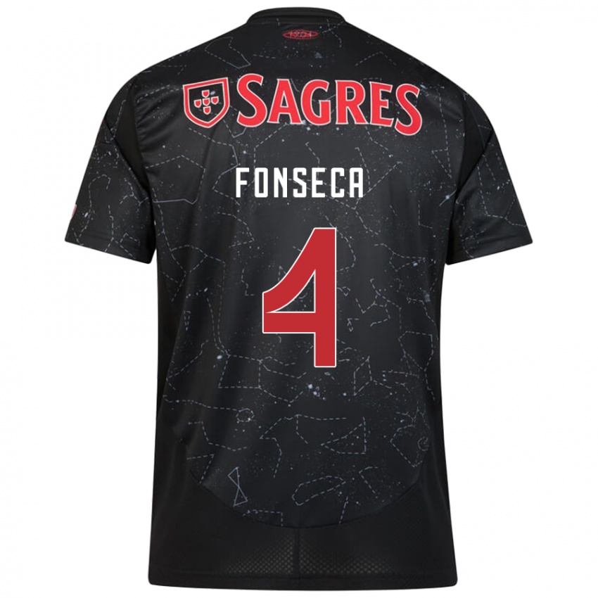 נשים João Fonseca #4 שחור אדום הרחק ג'רזי 2024/25 חולצה קצרה