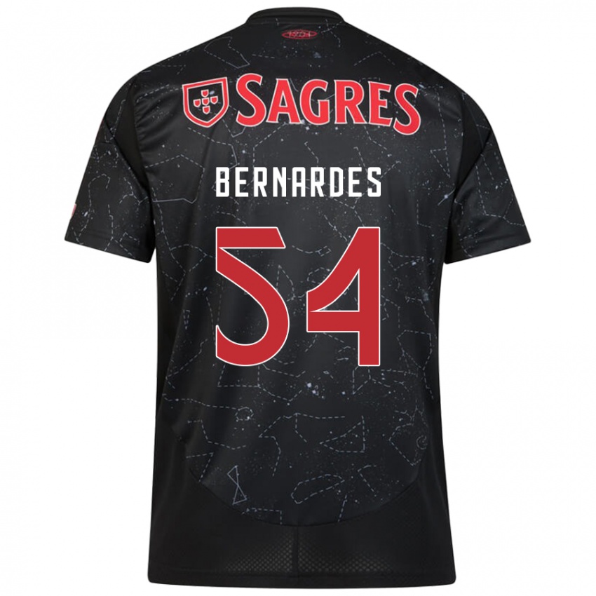 נשים Bernardes #54 שחור אדום הרחק ג'רזי 2024/25 חולצה קצרה