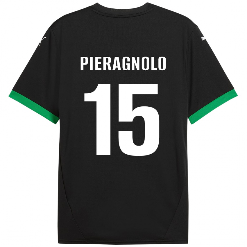 ילדים Edoardo Pieragnolo #15 שחור ירוק כהה ג'רזי ביתית 2024/25 חולצה קצרה