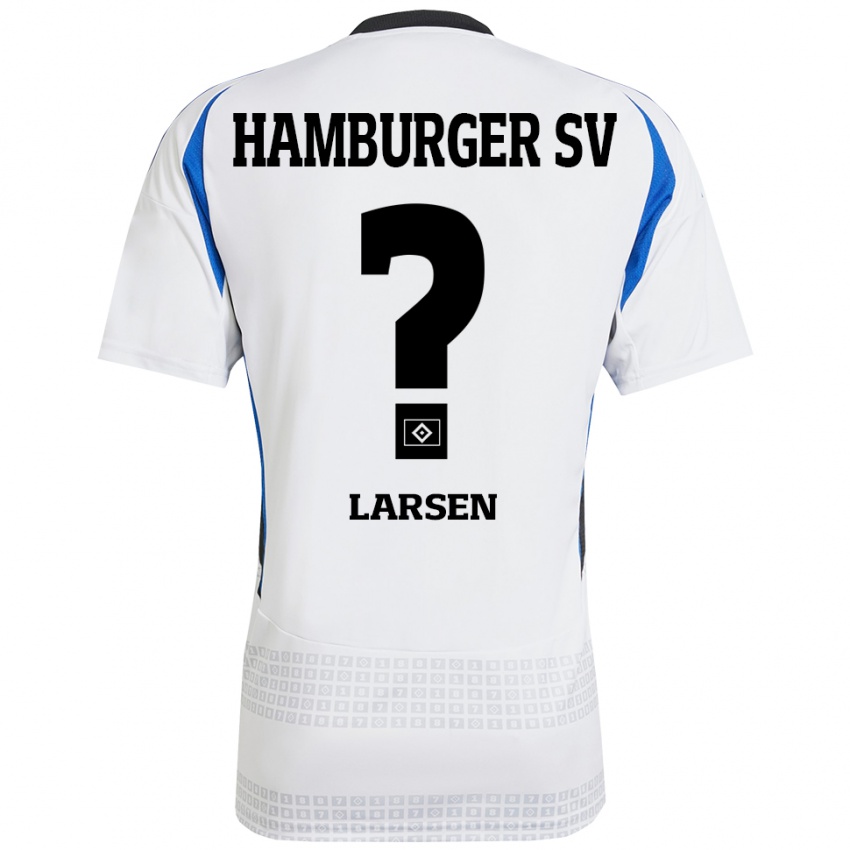 ילדים Yannik Larsen #0 לבן כחול ג'רזי ביתית 2024/25 חולצה קצרה