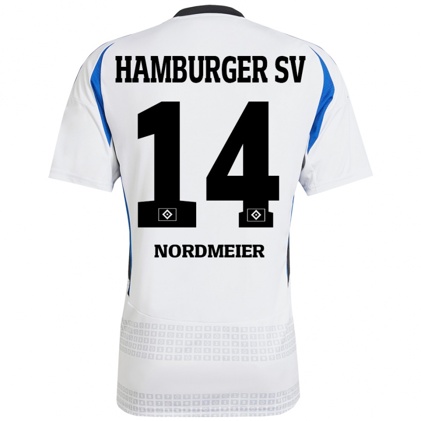 ילדים Quentin Nordmeier #14 לבן כחול ג'רזי ביתית 2024/25 חולצה קצרה